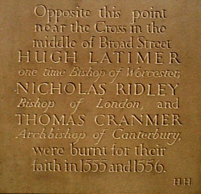 Latimer, Ridley and Cramer inscription